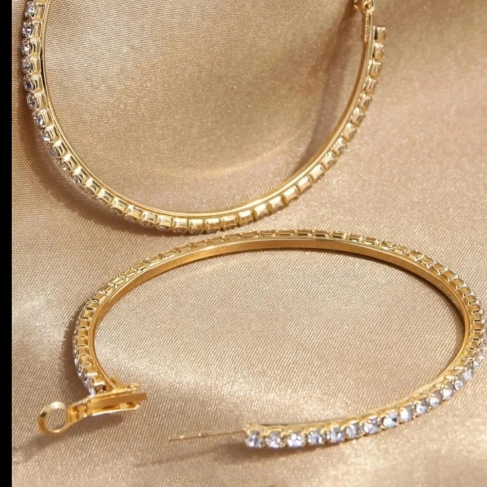 Elegant Gold Hoop Earrings with Crystals